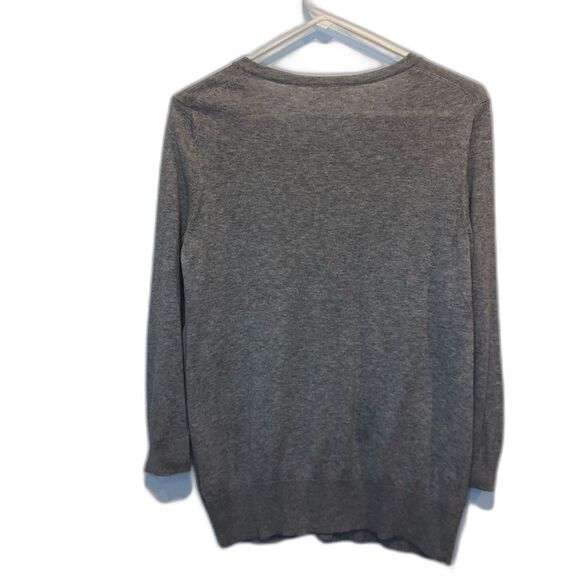 Old Navy Size Medium gray scoop neck cardigan with flower accents at left neck - Picture 2 of 13